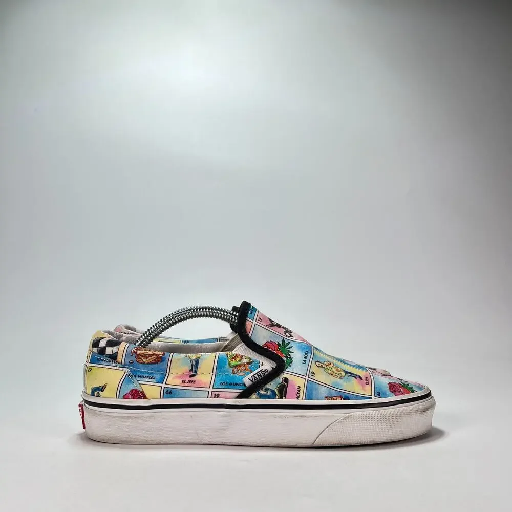 Vans Classic Los Vans Lotería Multicolor Slip On Skate Shoes 721356 Women's Sz 7
